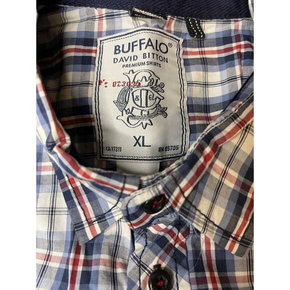 Buffalo DAVID BITTON Shirt Men's Size XL Button Down Blue Plaid Western Cowboy - Picture 2 of 11